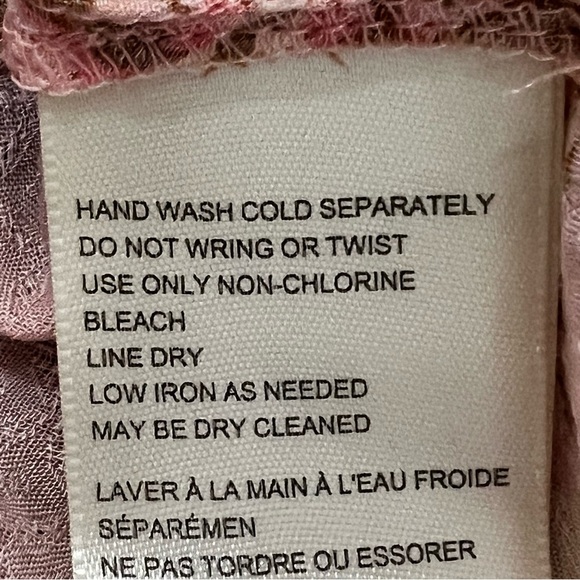 NWT $98 Free People Hilary Printed Top Size Small Pink Combo Smocked Back Blouse - Picture 9 of 16